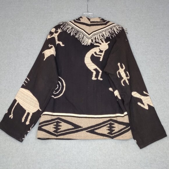 Western One Size Aztec Cowboy Women's All Cotton Jacket Raw Hem 2 Button Front - Picture 10 of 12